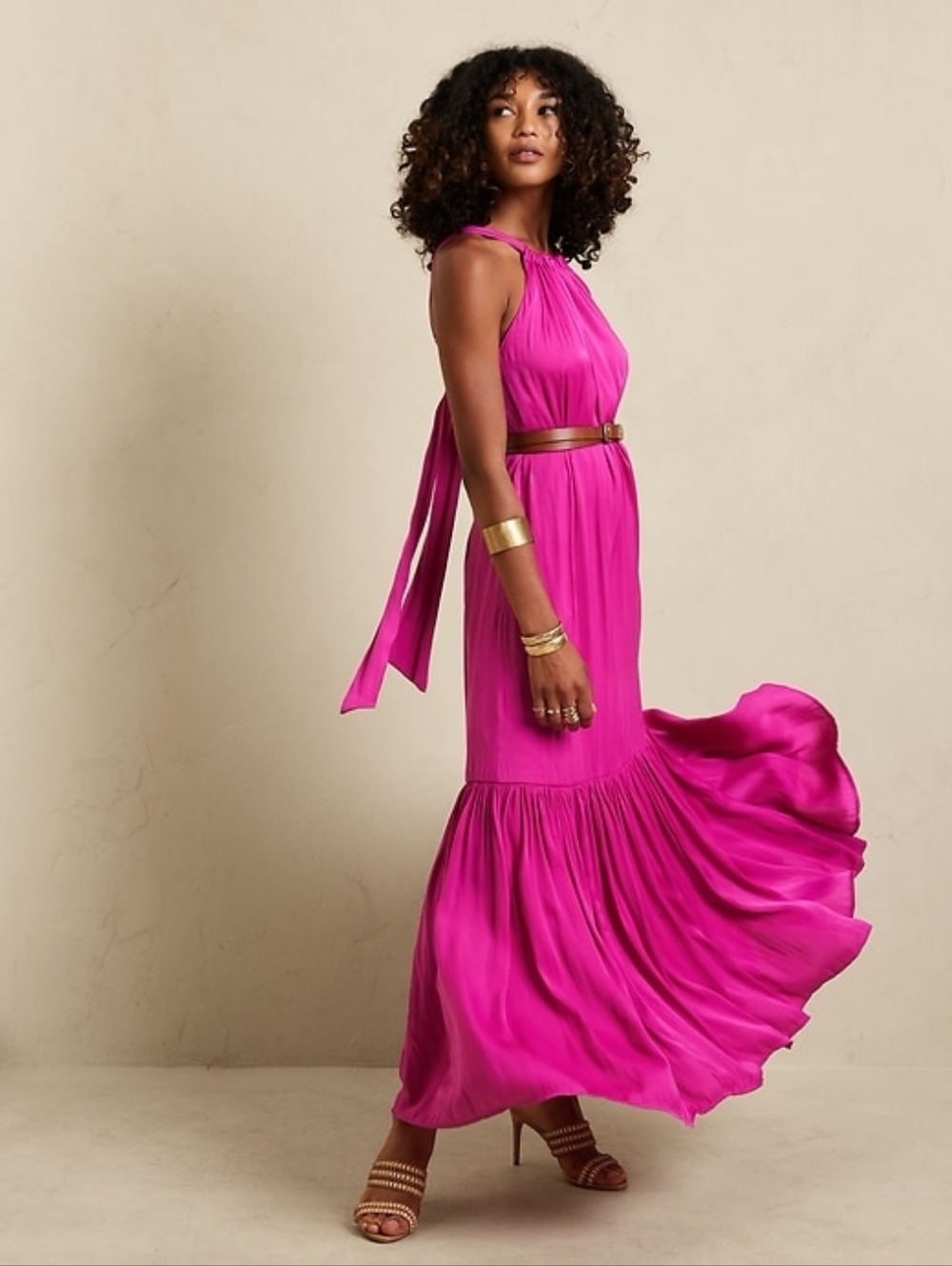 Banana Republic Fuchsia Halter Maxi Dress
